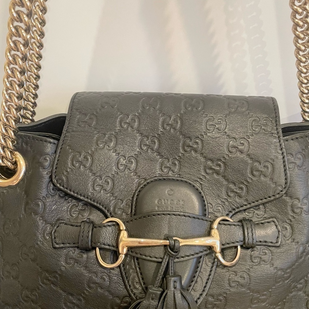 Gucci Black Leather Emily Medium Guccissima Shoulder Bag - Picture 4 of 15